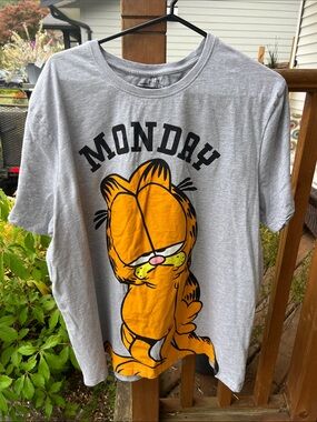 Garfield "Monday" Graphic  T-Shirt - Light Grey Size XXL